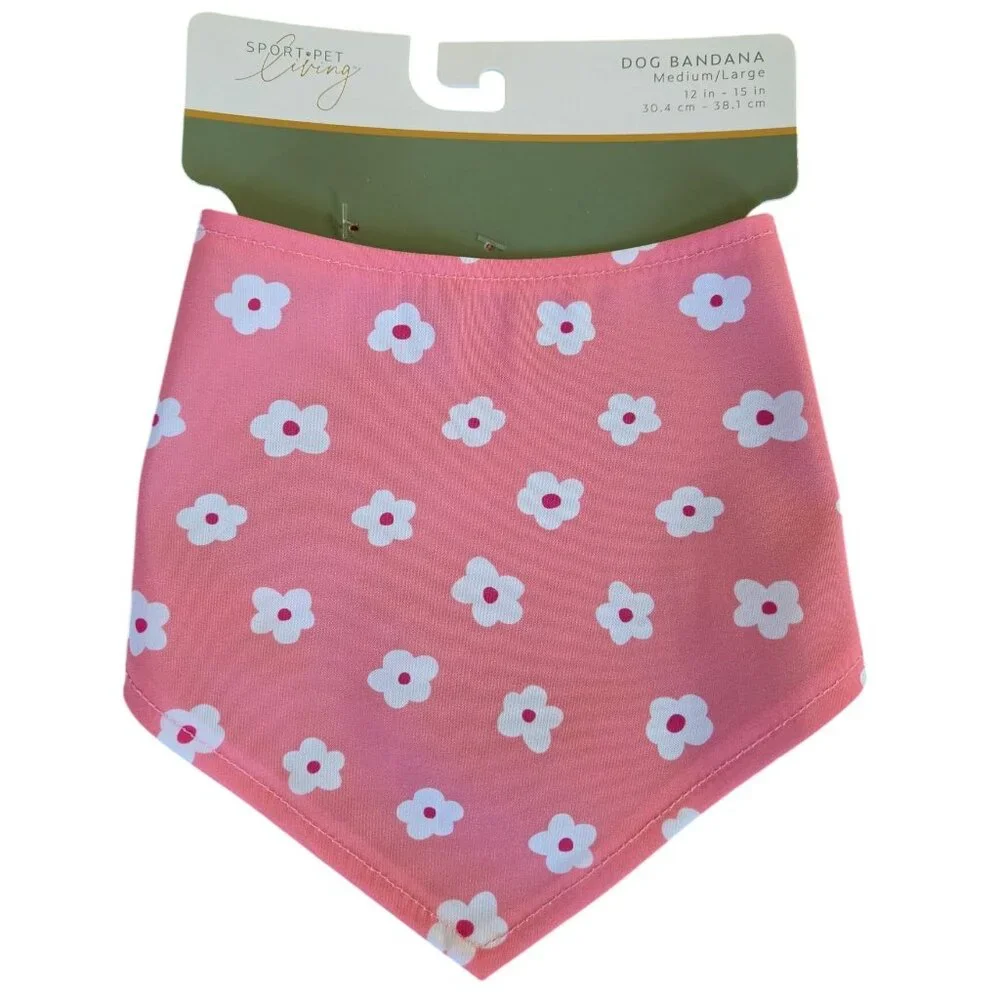 Pink Floral Dog Bandana - Medium/Large